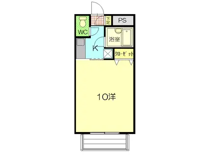 レセントα(1K/2階)の間取り写真