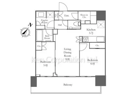 HARUMI FLAG PORT VILLAGE(2LDK/6階)の間取り写真