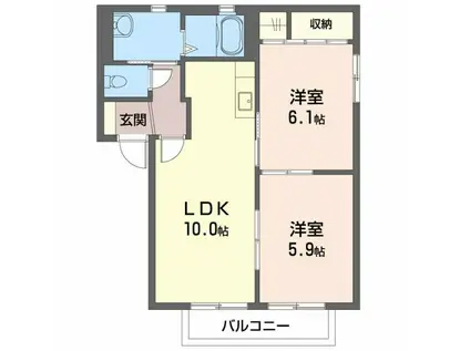 メゾン・ド・セリーヌ II(2LDK/2階)の間取り写真