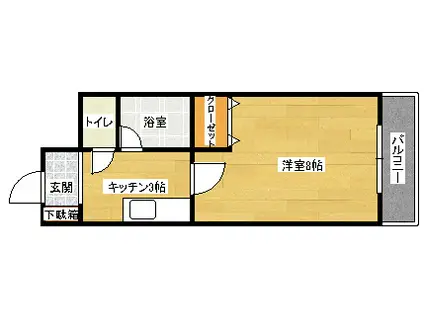 ステューディオ長束(1K/4階)の間取り写真