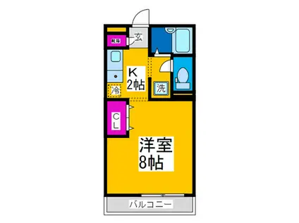 カーサ寺池(1K/2階)の間取り写真