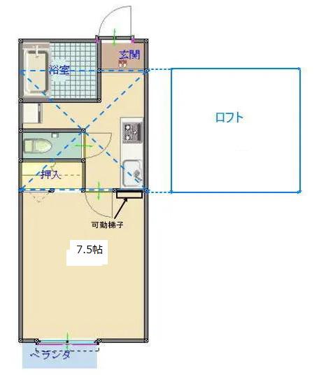 バイオレット朝日(1K/1階)の間取り写真