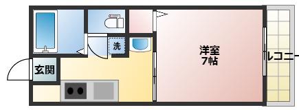 フローラル東岡山A(1K/2階)の間取り写真