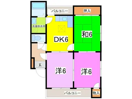 ヴィラソレイユ(3DK/1階)の間取り写真