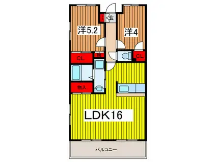 新田第11ビル(2LDK/11階)の間取り写真