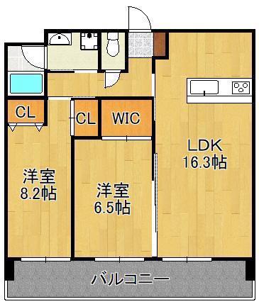 フェルト1021(2LDK/4階)の間取り写真