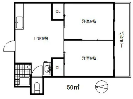 メゾンドリー(2LDK/3階)の間取り写真