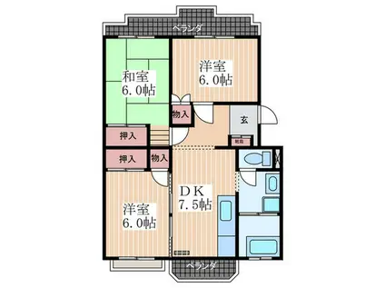 新納マンション(3DK/4階)の間取り写真