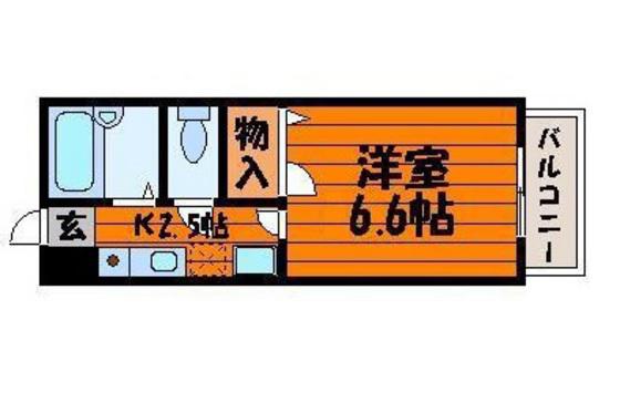 グリーンパキラ(1K/2階)の間取り写真