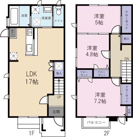 GRACE COURT 佐古(3LDK/1階)の間取り写真