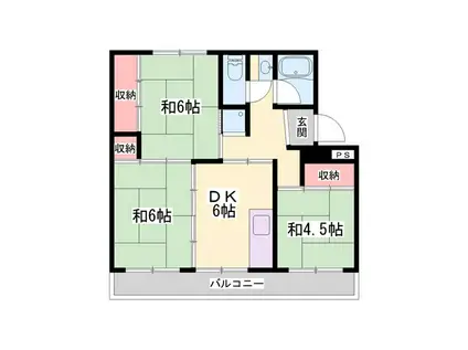 ビレッジハウス志染(2LDK/3階)の間取り写真