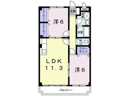 エトワール摂津(2LDK/1階)の間取り写真