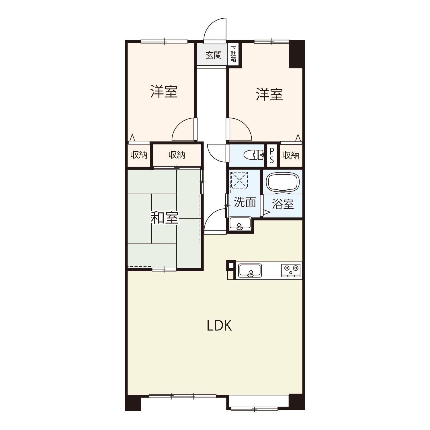エンゼルハイム東福山弐番館(3LDK/12階)の間取り写真
