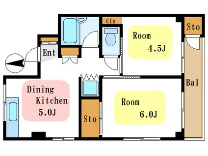木場コーポラス(2DK/5階)の間取り写真