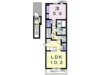 ガーデンハイツ大喜(1LDK/2階)の間取り写真