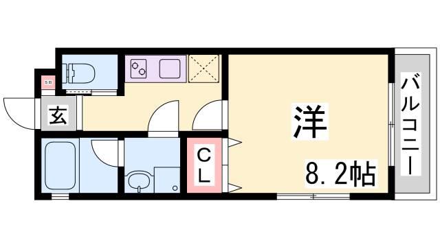 ワコーレヴィアーノ須磨関守町(1K/1階)の間取り写真