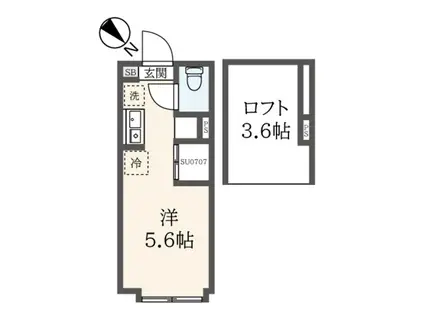 ハーモニーテラス中台(ワンルーム/1階)の間取り写真