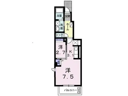 キャッスル安養寺C(ワンルーム/1階)の間取り写真