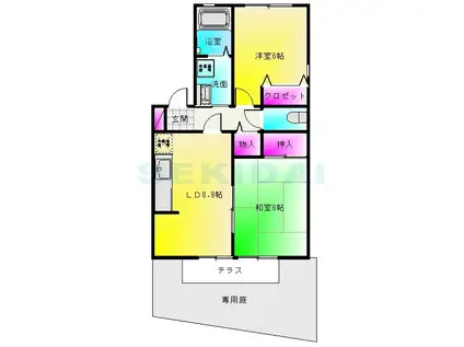 セジュール山ノ手(2LDK/1階)の間取り写真