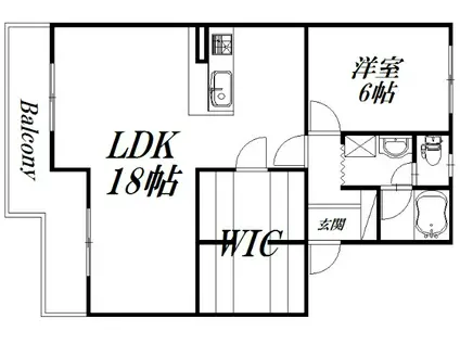 ハイクレストサンシャインI(1LDK/2階)の間取り写真