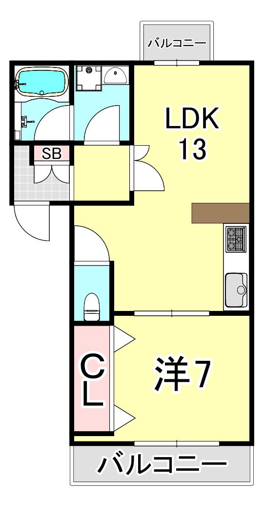 ライオンズマンション本山第5(1LDK/2階)の間取り写真