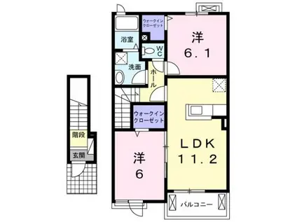 ラフレシール(2LDK/2階)の間取り写真