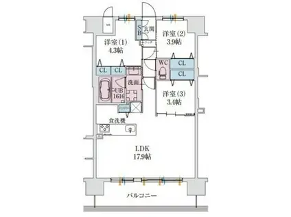 スプランディッド梅田グランノース(3LDK/7階)の間取り写真