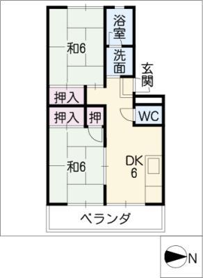 グリーンハイツよしだ(2DK/2階)の間取り写真