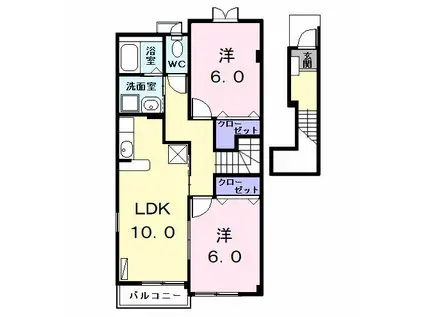 グラース.メゾン(2LDK/2階)の間取り写真