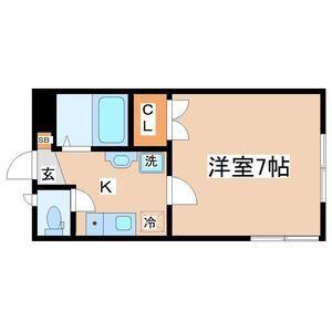 フォレストヴィラII(1K/1階)の間取り写真