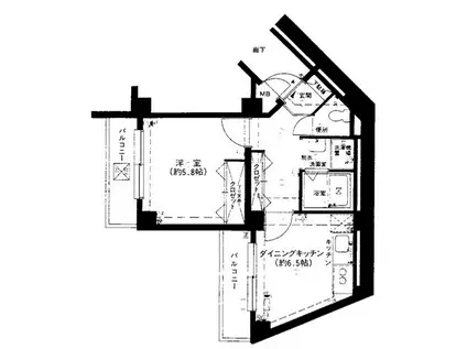 コーラル南太田(1DK/3階)の間取り写真