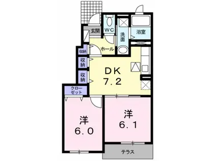 グランドゥール ソフィア II(2DK/1階)の間取り写真