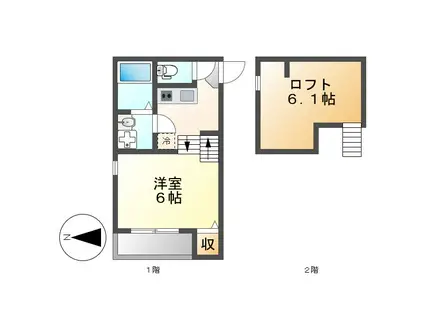 ディアコート浄心(1K/1階)の間取り写真