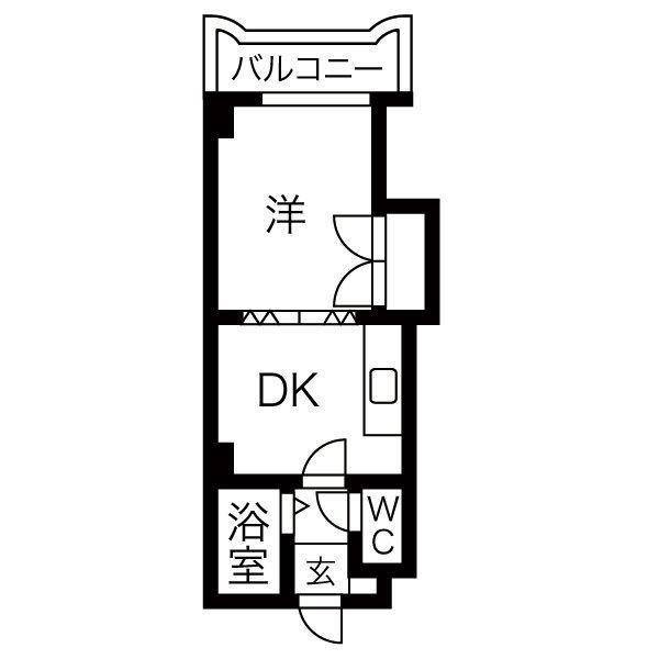 プレジール山鼻(1DK/5階)の間取り写真