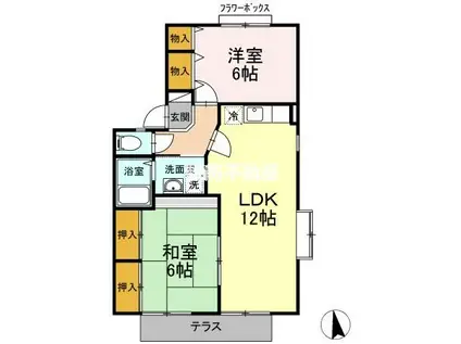 セジュール大善寺B(2LDK/1階)の間取り写真