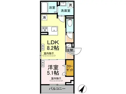 コルザ南台(1LDK/3階)の間取り写真