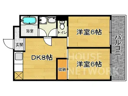 ヴィヴァーチェ千本(2DK/3階)の間取り写真