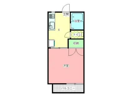 KコーポC(1K/2階)の間取り写真
