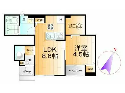 PARTIR I(1LDK/1階)の間取り写真