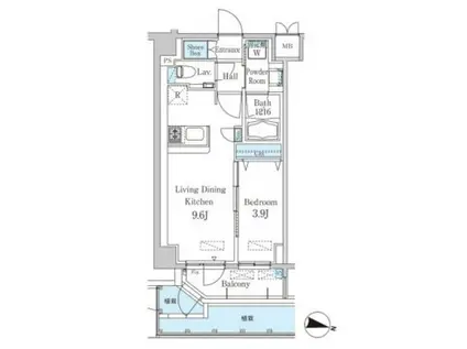 スタイリオ渋谷南平台(1LDK/B1階)の間取り写真