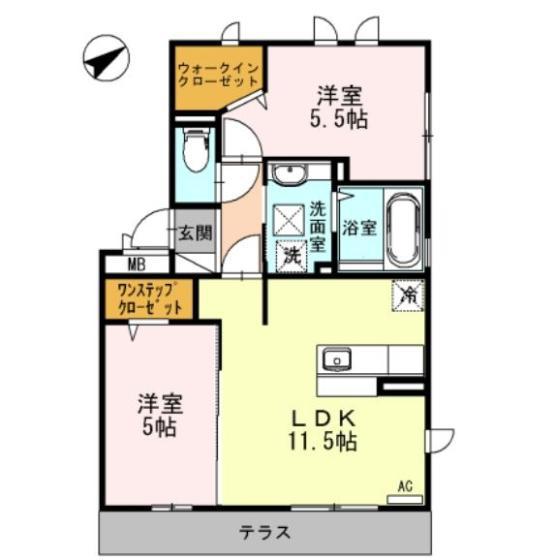 グランボン(2LDK/1階)の間取り写真