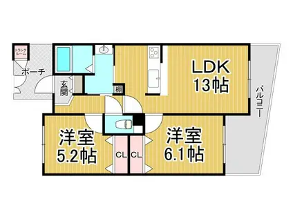 キングレジデンスラセーヌ宝塚(2LDK/7階)の間取り写真