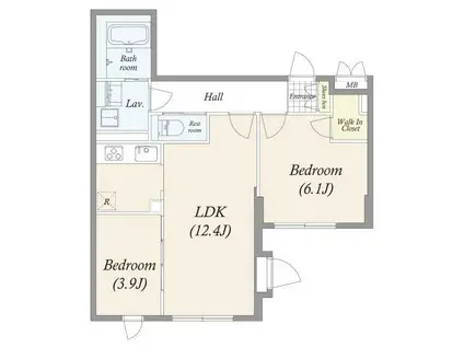 GRAN PASEO 目黒花房山(2LDK/4階)の間取り写真