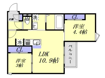 REGALESTーF 矢野駅前(2LDK/1階)の間取り写真