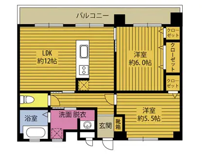 GRAND LINE(2LDK/4階)の間取り写真