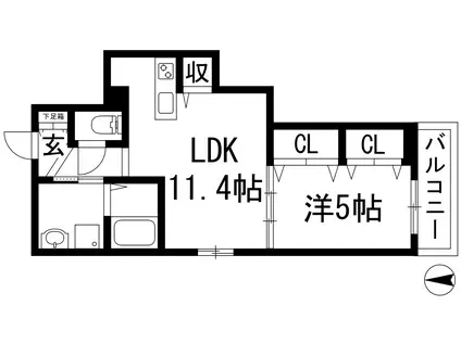 シーズンズ仁川(1LDK/3階)の間取り写真
