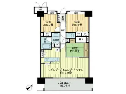 ル・サンク那覇開南(3LDK/14階)の間取り写真