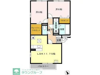 フローラMII(2LDK/1階)の間取り写真