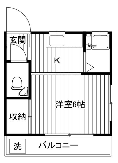メゾンもり(1K/2階)の間取り写真