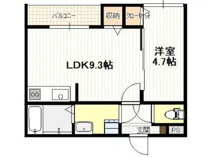 天神アパート(1LDK/1階)の間取り写真